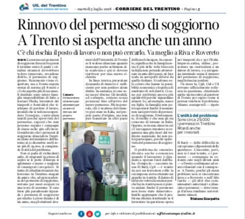 Rinnovo del permesso di soggiorno a trento si aspetta anche un anno ... Per vedere permesso di soggiorno