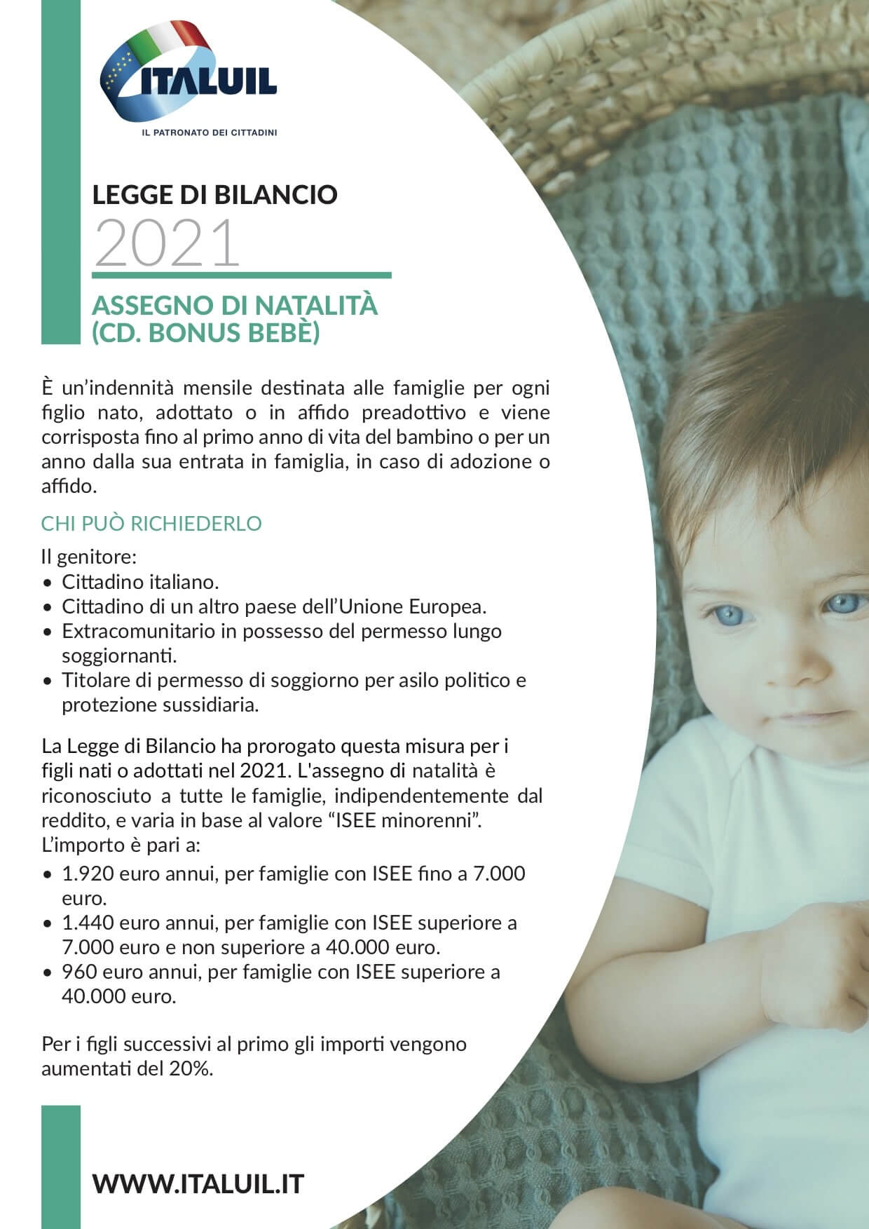 LEGGE DI BILANCIO 2021 Assegno di natalità (cd. Bonus Bebè) uiltn