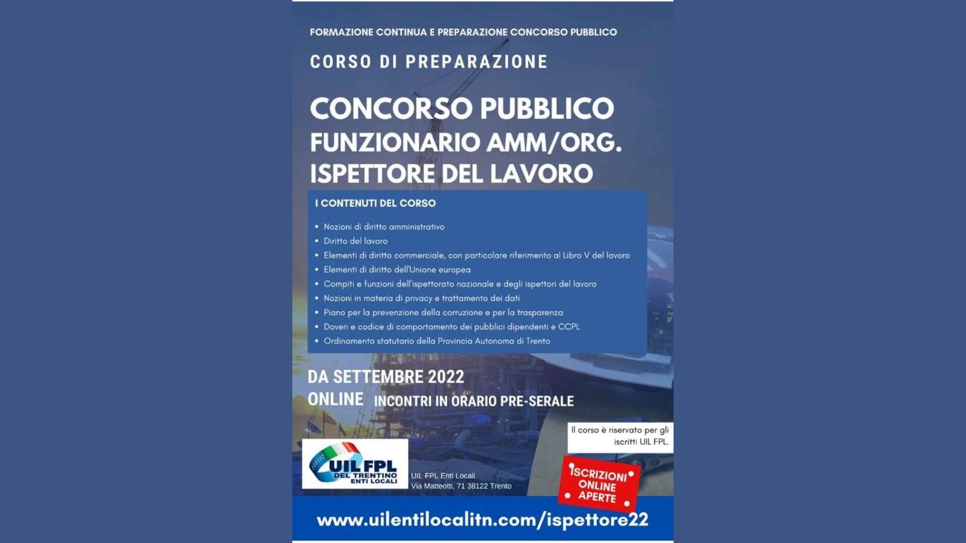 CORSO ONLINE PER CONCORSO FUNZIONARIO per